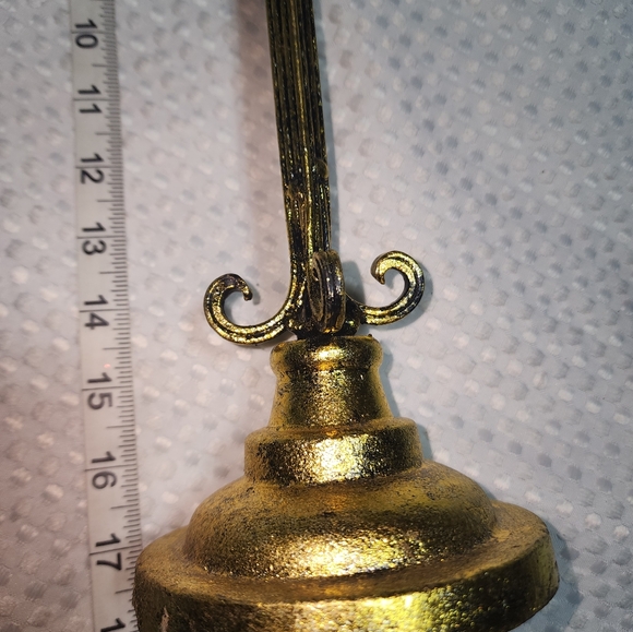 HURRICANE TALL 17" GOLDTONE CANDLESTICK CANDLE OR TEALIGHT HOLDER. HEAVY - Picture 4 of 12
